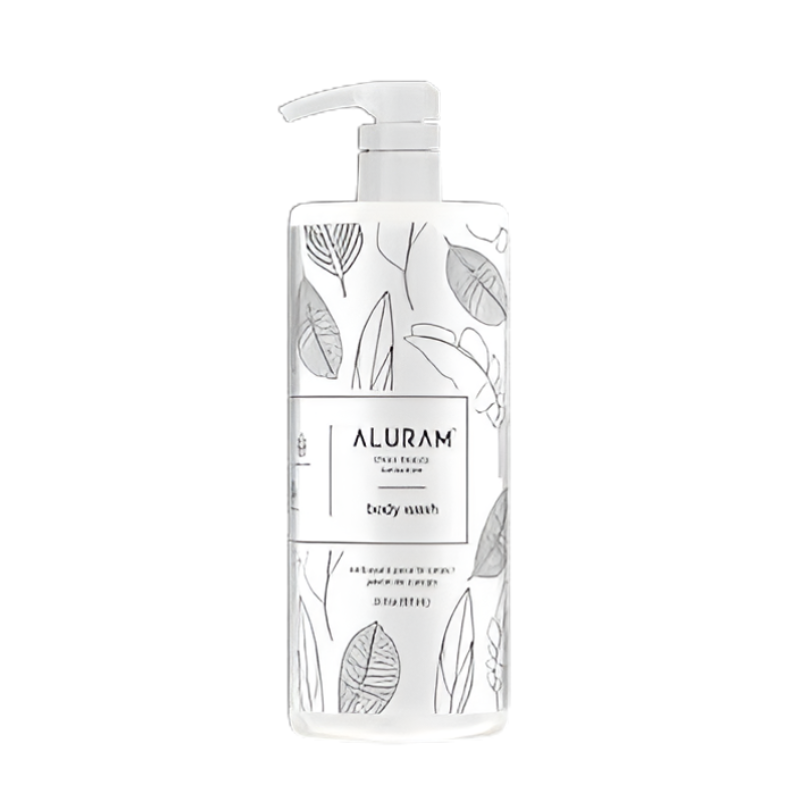 Aluram Signature Body Wash close up label detail at Bokaos Aveda Salon Pasadena