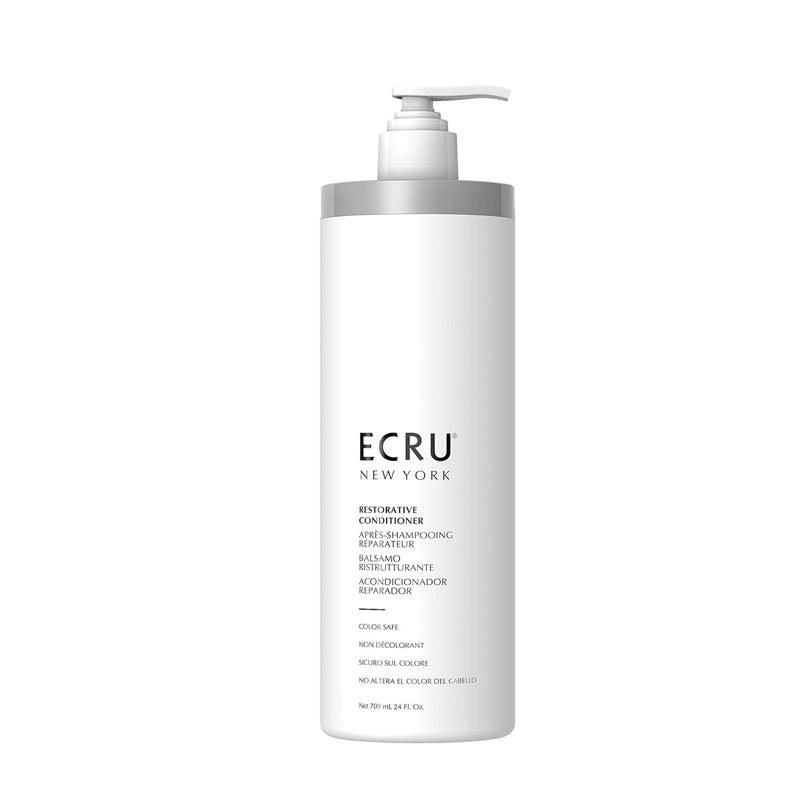 ECRU New York Restorative Conditioner back label detail at Pasadena Aveda hair salon