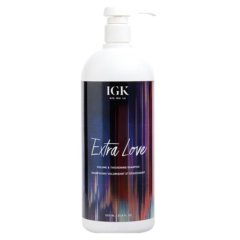 IGK EXTRA LOVE Volume & Thickening Shampoo bottle back label for hair care Pasadena salon
