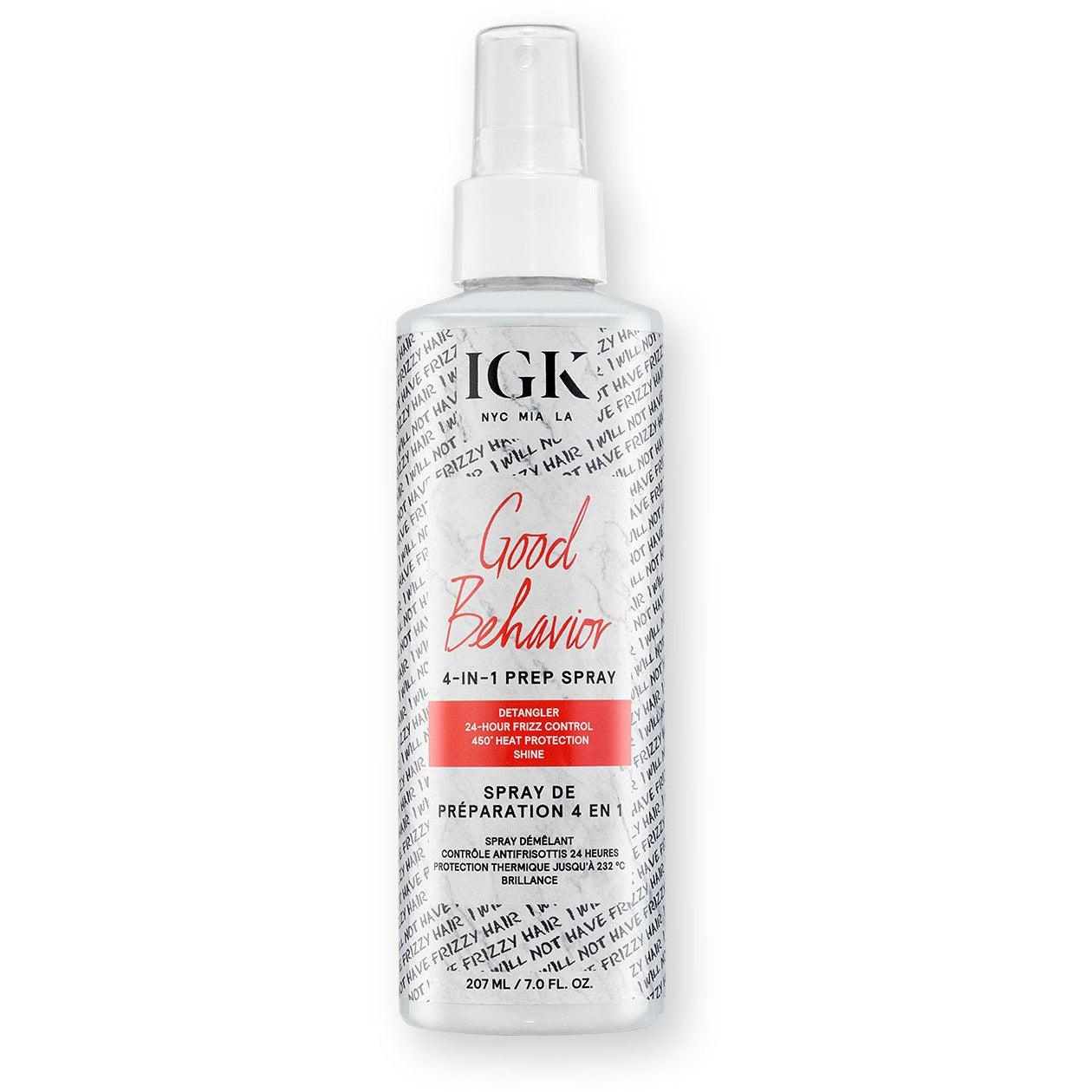 IGK GOOD BEHAVIOR 4-in-1 Prep Spray 7oz bottle for smooth hair Pasadena Aveda salon