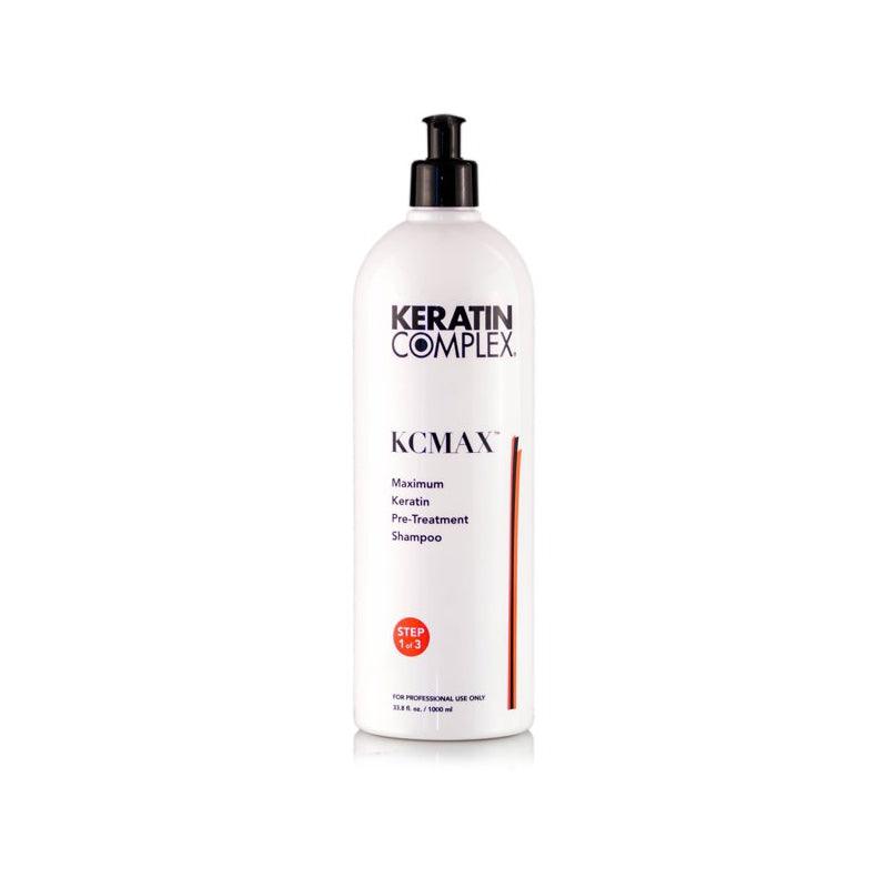 Keratin Complex KCMAX Pre-Treat Shampoo back label close up in Pasadena Aveda salon