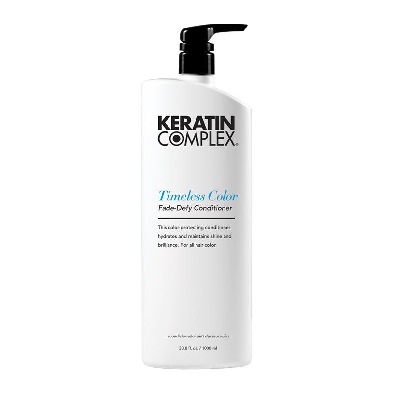 Keratin Complex Timeless Color Fade-Defy Conditioner back label close up in Pasadena hair salon