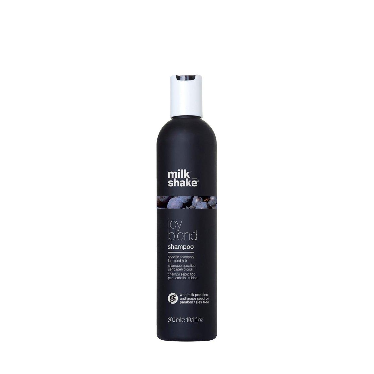 Milk Shake icy blond shampoo 10.1 oz bottle for blonde hair care at Pasadena Aveda salon