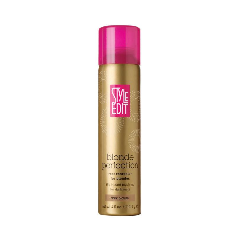 Style Edit Blonde Perfection Root Concealer 4oz back label close up at Pasadena salon