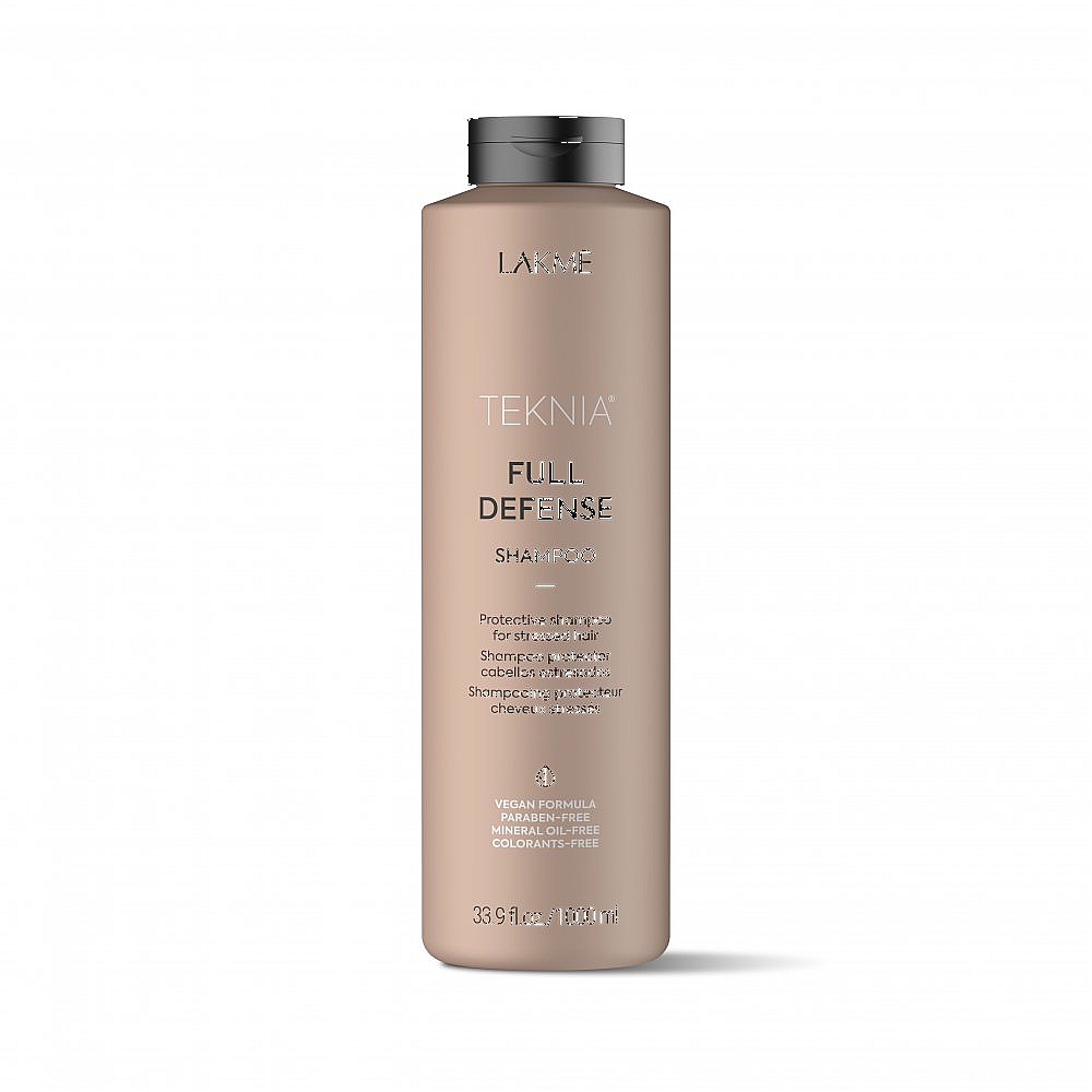Lakme Teknia Full Defense Shampoo side view bottle at Bokaos Aveda Salon Pasadena