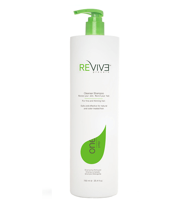 Revive PREP Shampoo back label close up for hair care at Pasadena hair salon