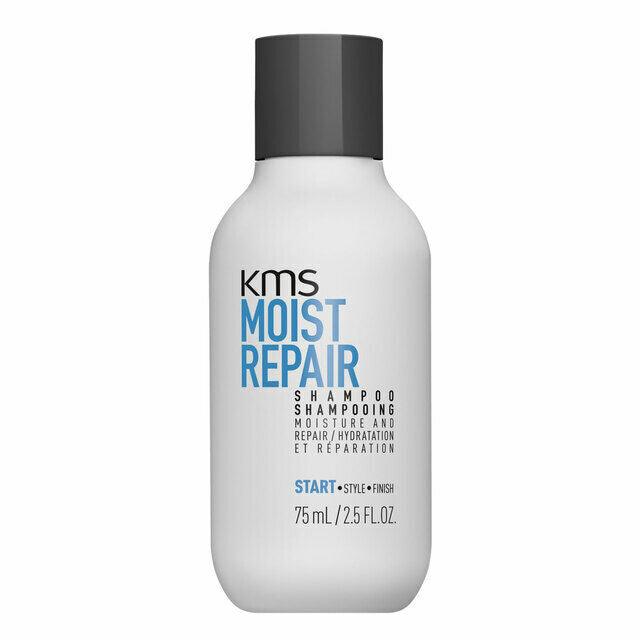 KMS Moist Repair Shampoo 2.5 oz travel size bottle for hair repair at Pasadena salon