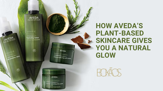 Aveda plant-powered skincare products displayed at Bokaos Salon & Spa, premier Aveda salon in Pasadena for natural beauty