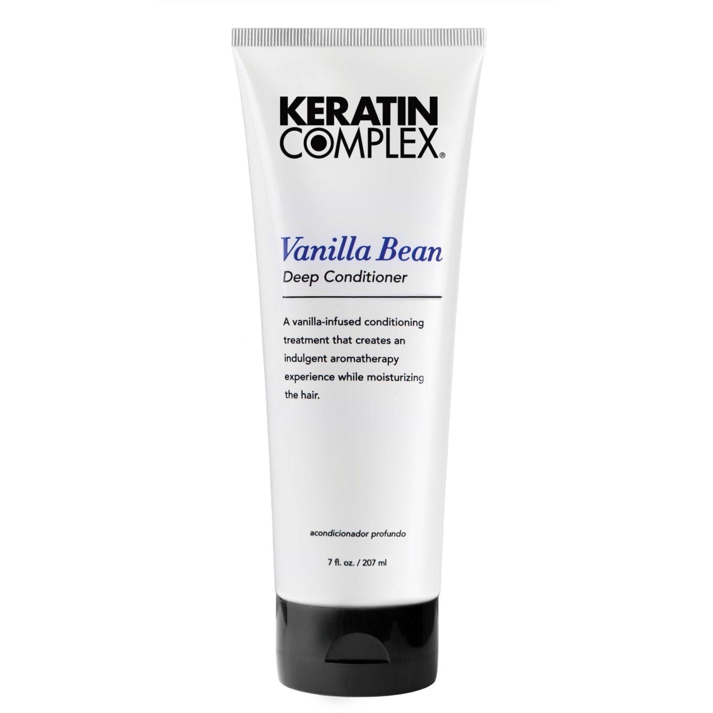 Keratin Complex Vanilla Bean Deep Conditioner bottle front view for hydration at Pasadena hair salon