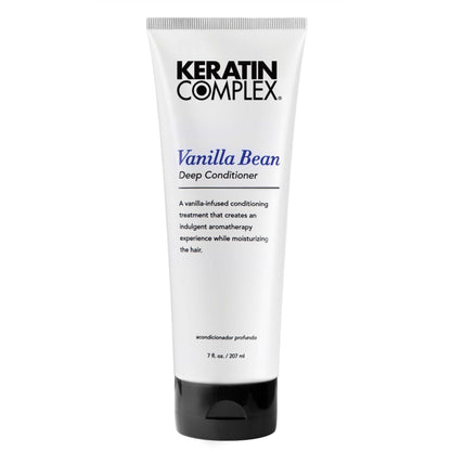 Keratin Complex Vanilla Bean Deep Conditioner bottle front view for hydration at Pasadena hair salon