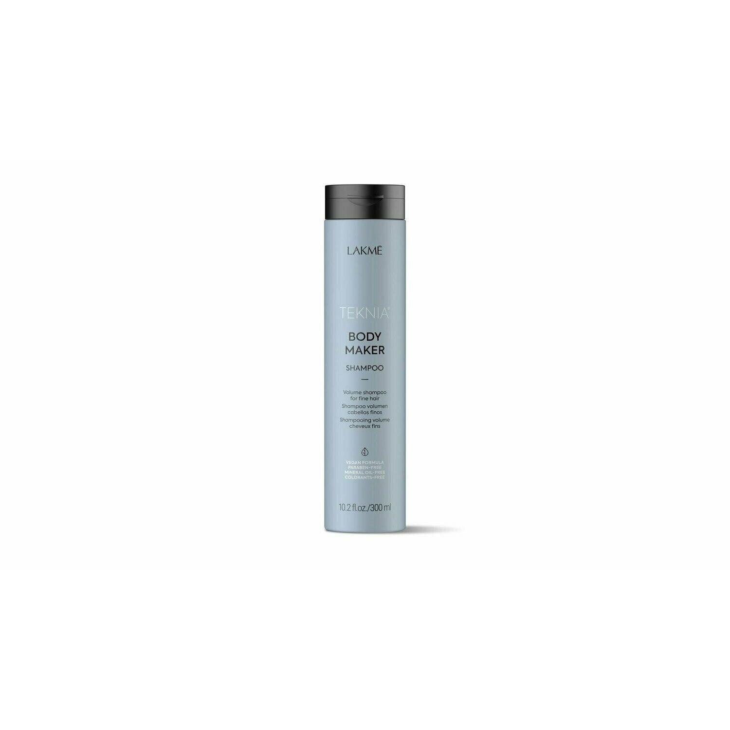 Lakme Body Maker Shampoo bottle front view for volumizing hair at Pasadena hair salon