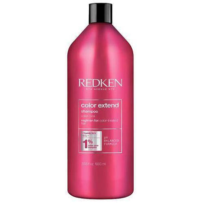 Redken Color Extend Shampoo back label close up for hair care at Pasadena hair salon