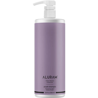 Aluram Purple Shampoo close up label detail at Bokaos Aveda Salon Pasadena