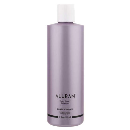 Aluram Purple Shampoo front view bottle hair care product at Pasadena Aveda salon