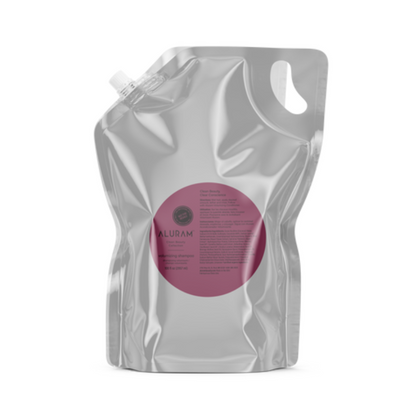 Aluram Volumizing Shampoo close up pump dispenser at Pasadena hair salon