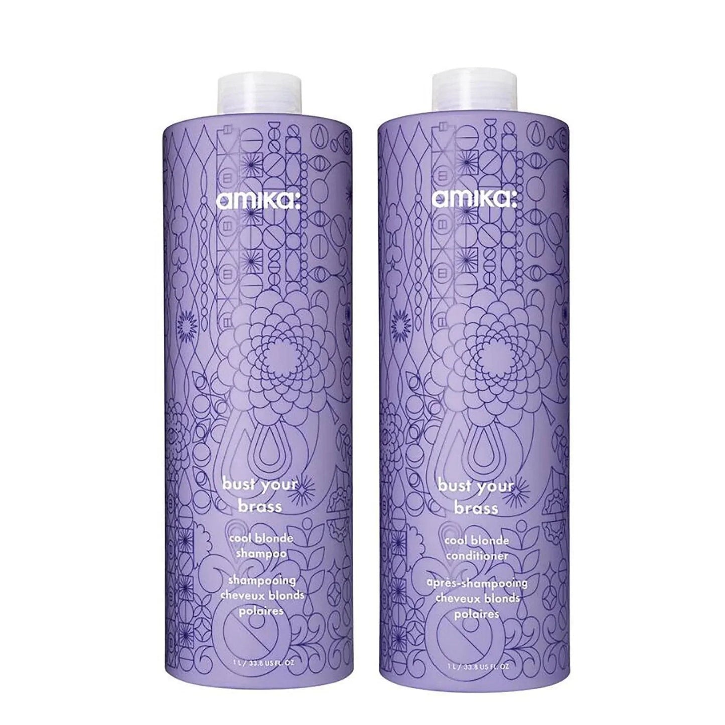Amika Bust Your Brass Conditioner back label detail at Bokaos Aveda Salon Pasadena