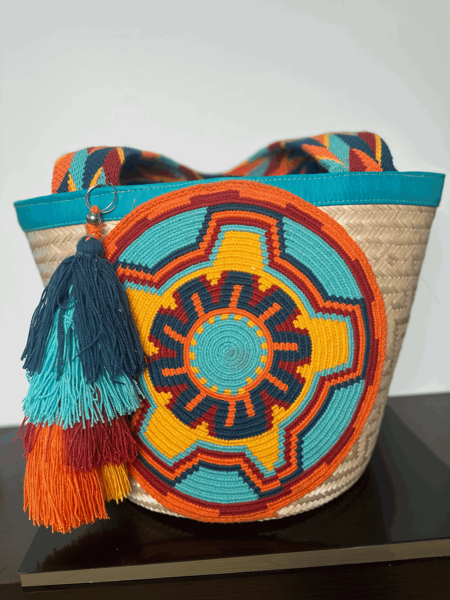 Biondo Miele Blue, Orange, Yellow woven bag