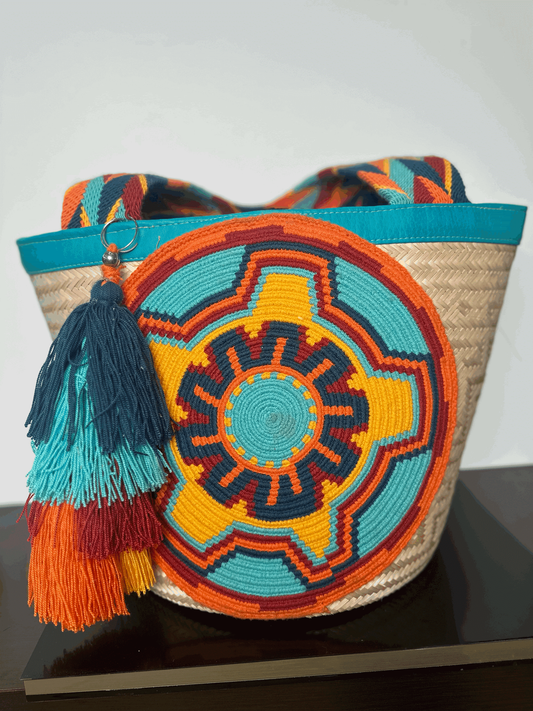 Biondo Miele Blue, Orange, Yellow woven bag
