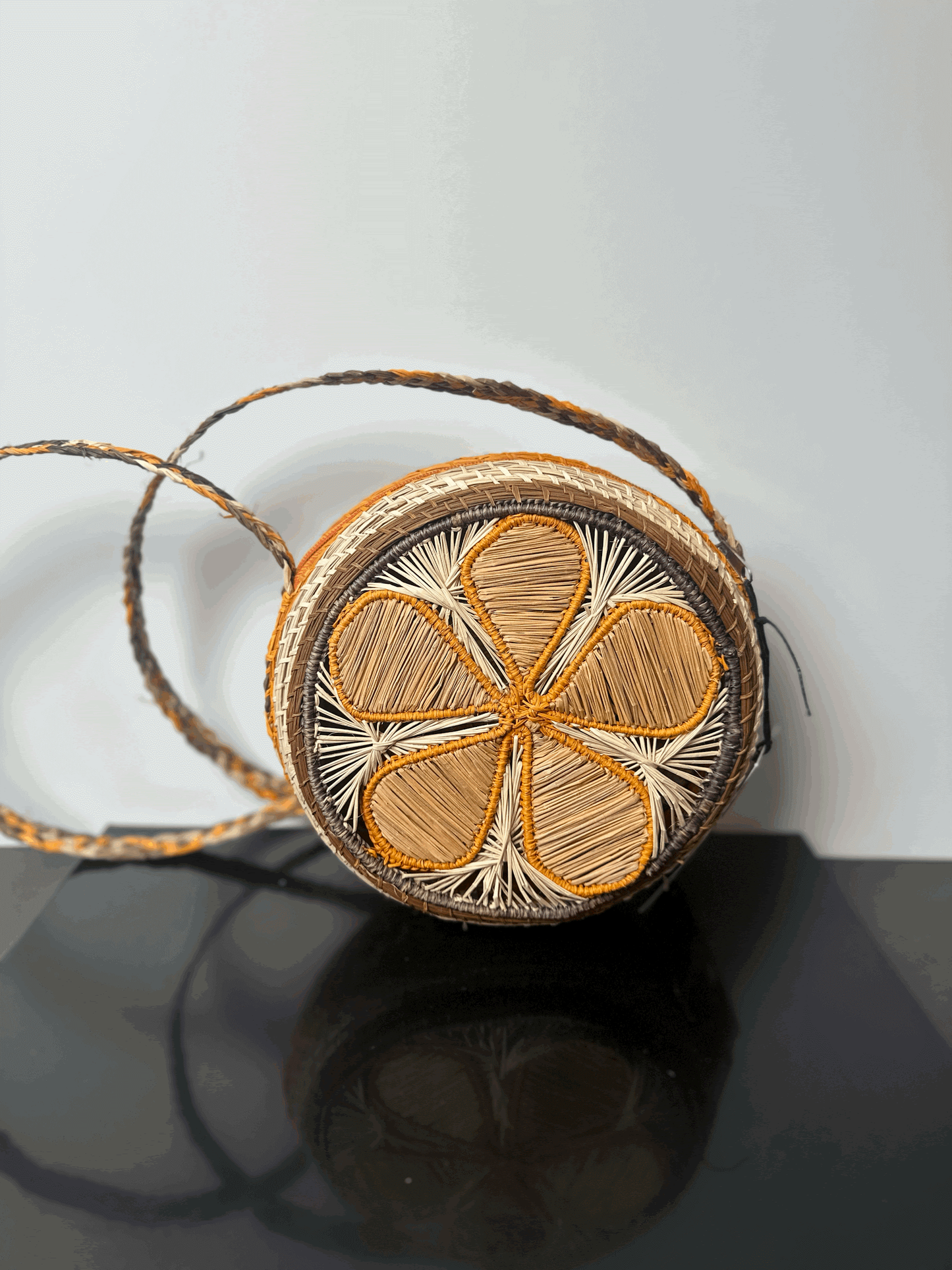 Biondo Miele Circle Orange, Brown Beige bag