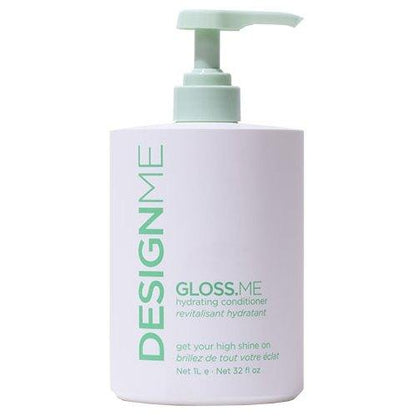 Design.Me Gloss.Me Hydrating Conditioner back label close up at Pasadena hair salon