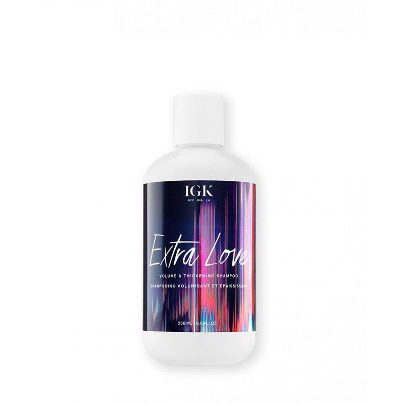 IGK EXTRA LOVE Volume & Thickening Shampoo bottle front view for thick hair Pasadena Aveda salon