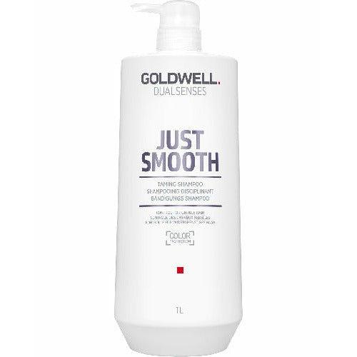 Goldwell DualSenses Just Smooth Taming Shampoo back label closeup Pasadena Aveda salon
