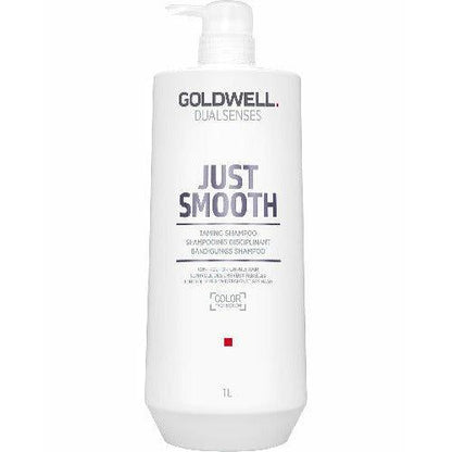 Goldwell DualSenses Just Smooth Taming Shampoo back label closeup Pasadena Aveda salon