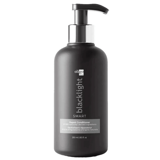 Oligo Blacklight Smart Conditioner front bottle for hair repair at Pasadena Aveda salon