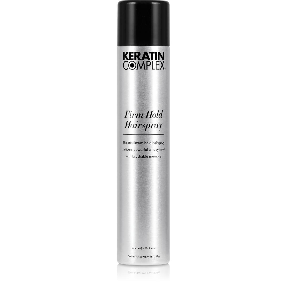 Keratin Complex Firm Hold Hairspray 9oz bottle for strong hold styling at Pasadena hair salon