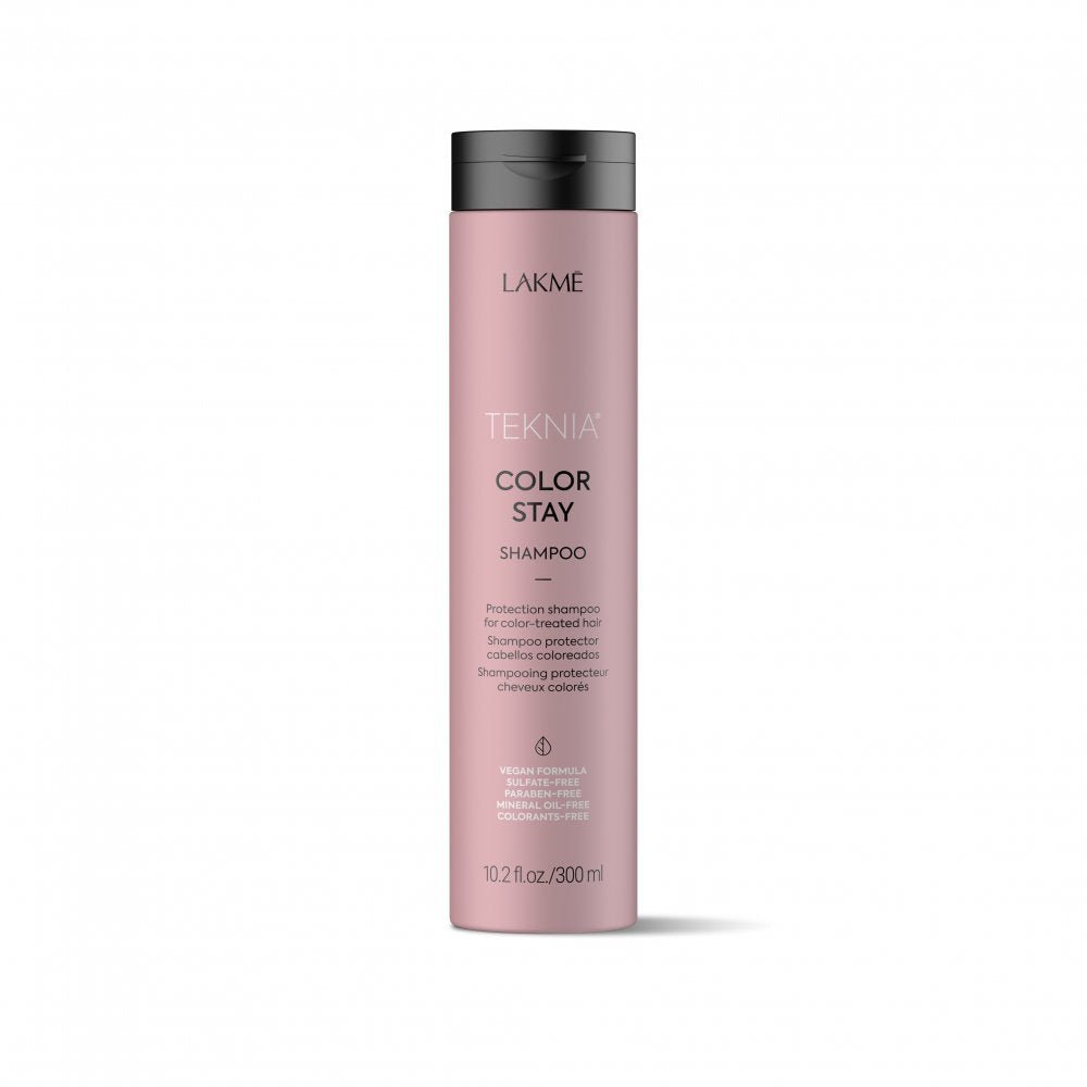 Lakme Teknia Color Stay Shampoo front bottle at Pasadena Aveda hair salon