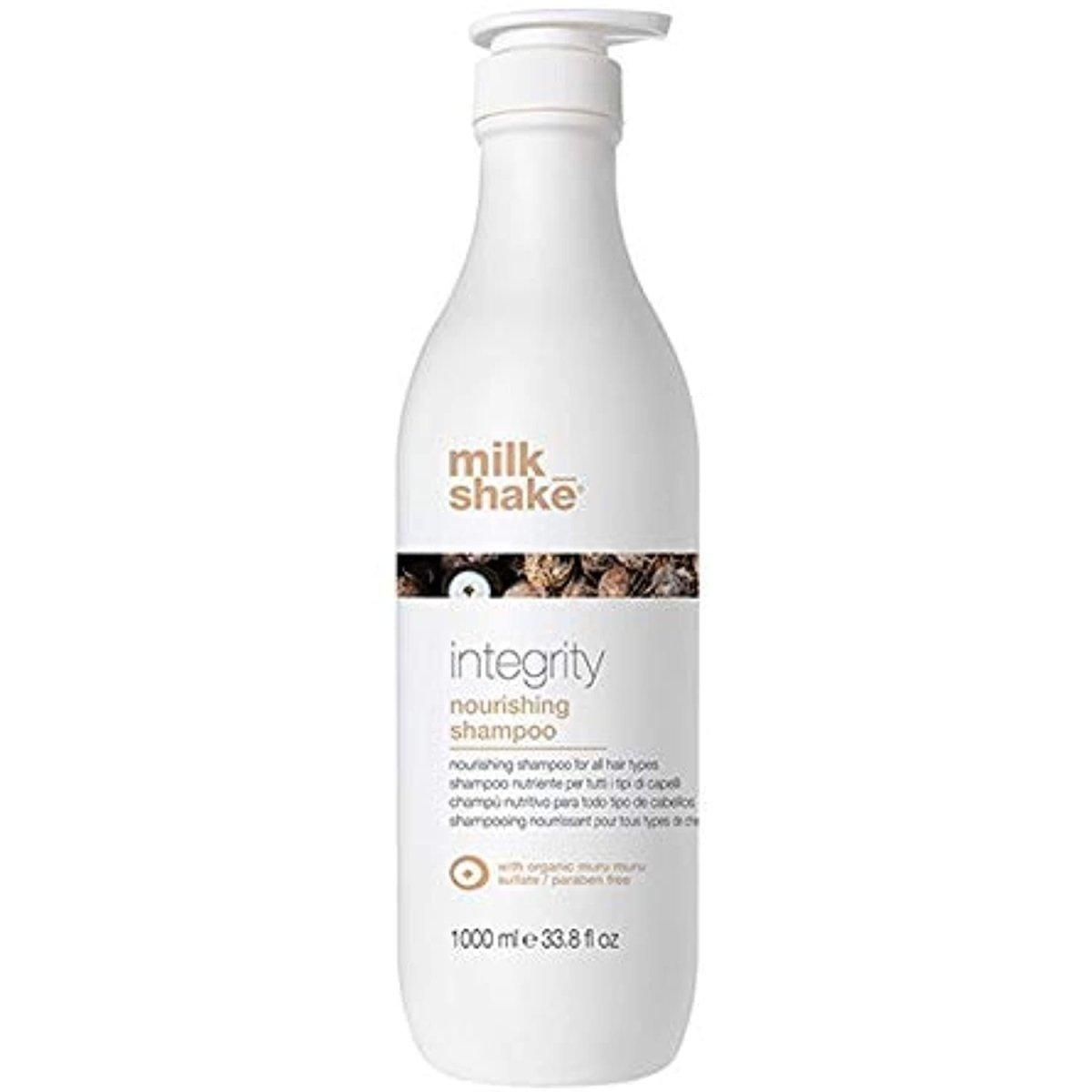 Milk Shake Integrity Nourishing Shampoo back label close-up at Pasadena Aveda hair salon