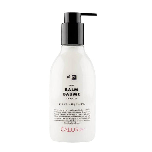 Oligo Curl Balm 8.5oz jar front label shot at Pasadena Aveda salon