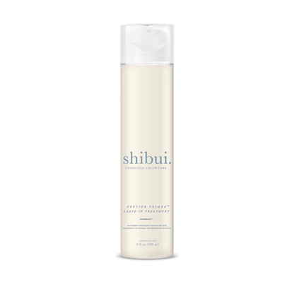 Shibui Peptide Primer Leave-In Treatment back label close up at Pasadena hair salon