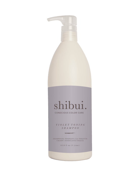 Shibui Violet Toning Shampoo back label close up at Pasadena hair salon