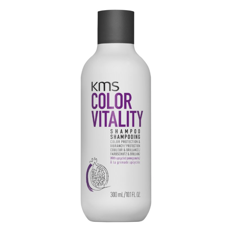 KMS ColorVitality Shampoo 10.1oz bottle close up label at Pasadena hair salon