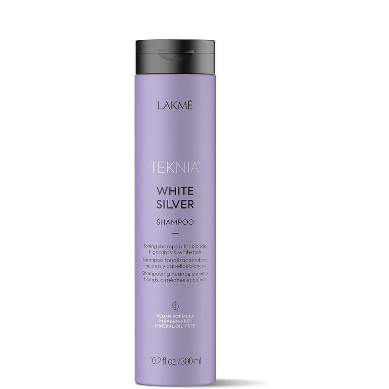 Lakme Teknia White Silver Shampoo front bottle Pasadena Aveda hair salon