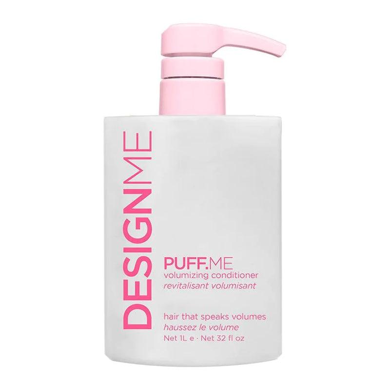 Design.Me Puff.ME Volume Conditioner back label close-up at Pasadena Aveda salon