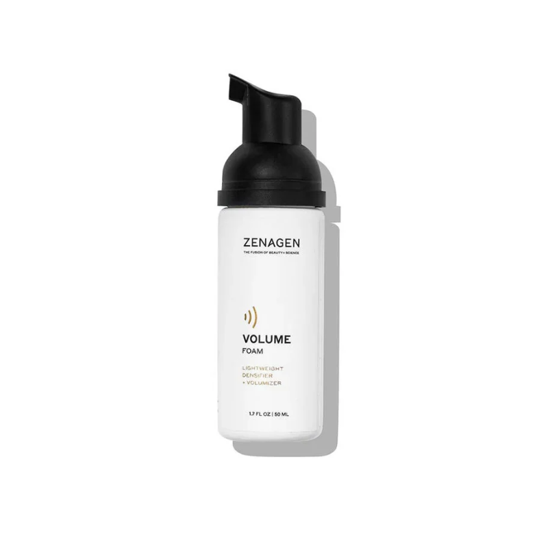 Zenagen Volumizing Foam bottle front view for thick hair styling at Pasadena Aveda salon