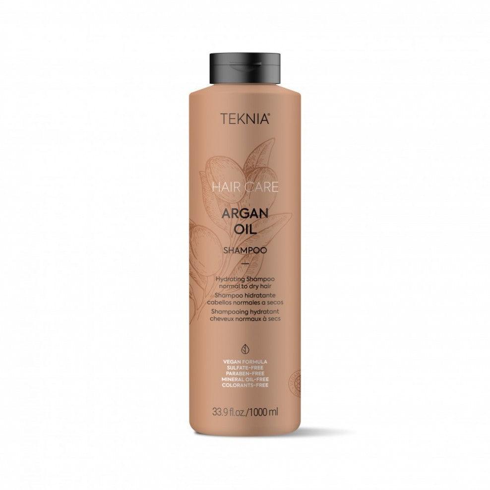 Lakme Teknia Argan Oil Shampoo side view bottle at Bokaos Aveda Salon Pasadena