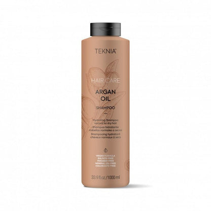 Lakme Teknia Argan Oil Shampoo side view bottle at Bokaos Aveda Salon Pasadena