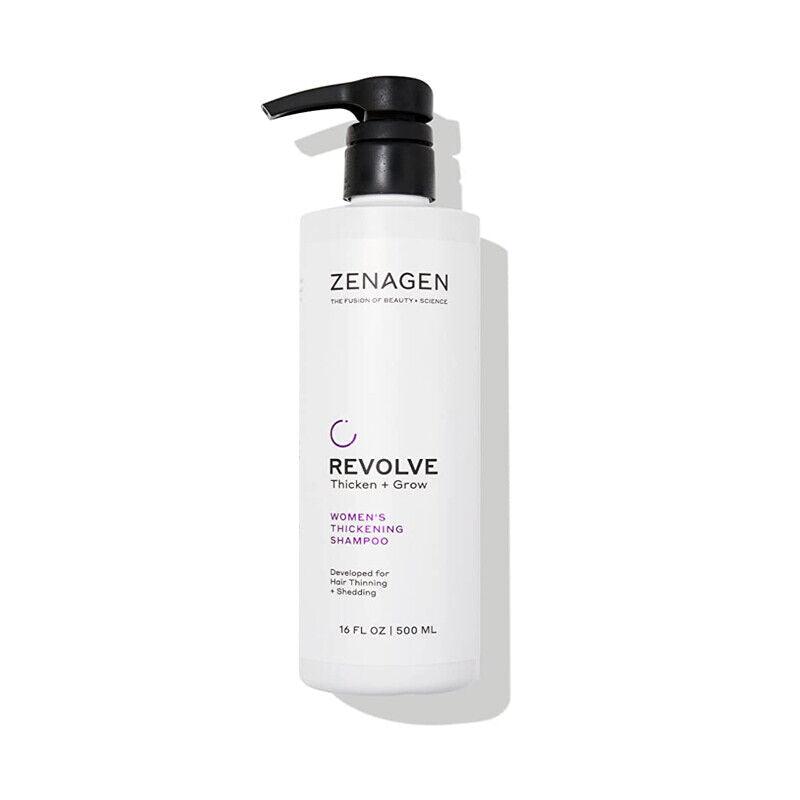 Zenagen Revolve Womens Thickening Shampoo bottle side view Pasadena Aveda salon