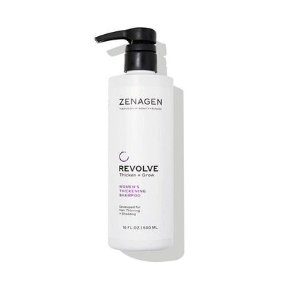 Zenagen Revolve Womens Thickening Shampoo bottle side view Pasadena Aveda salon